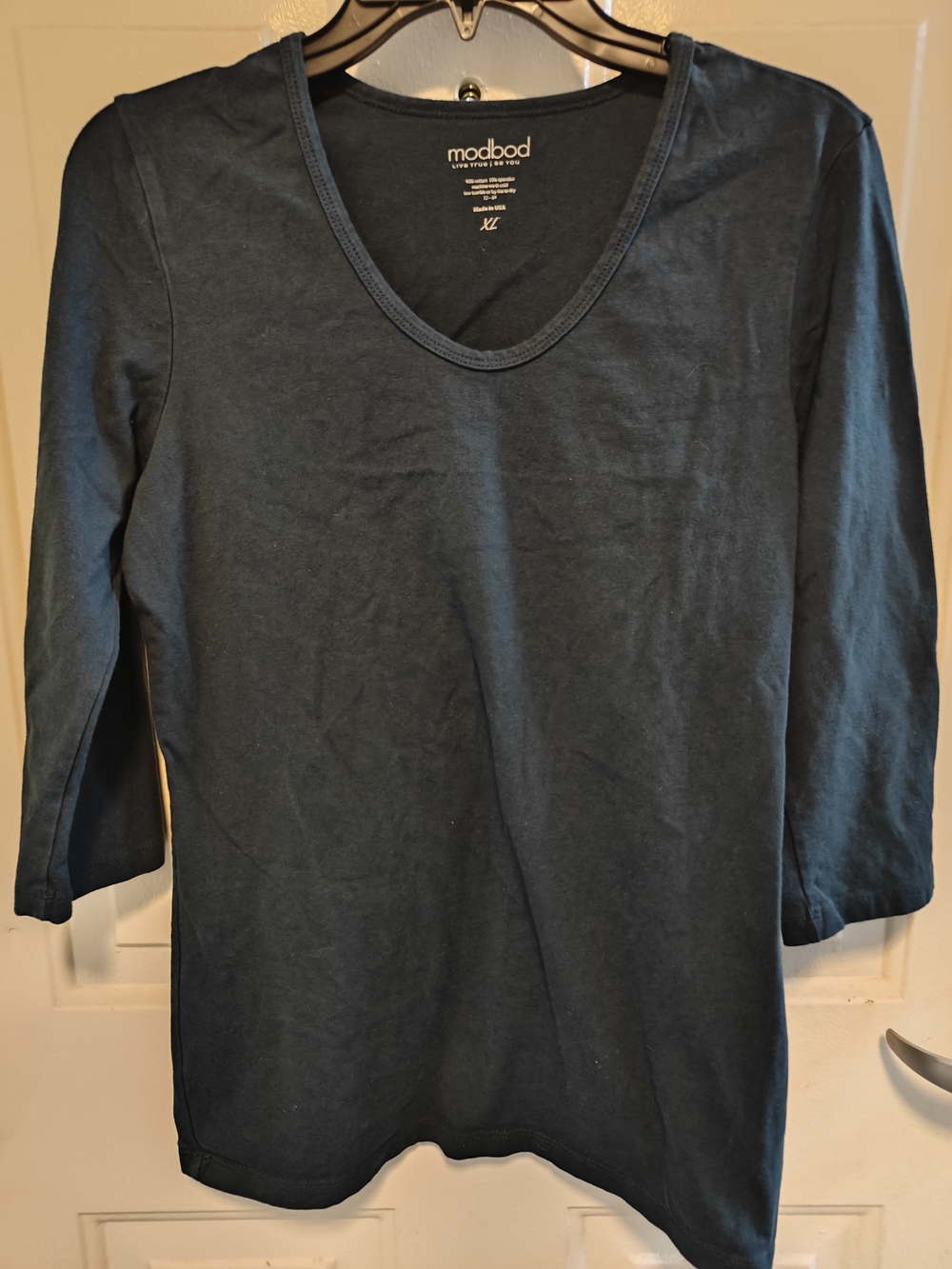 Modbod Blue Scoop Neck 3/4 Sleeve Women's Tee